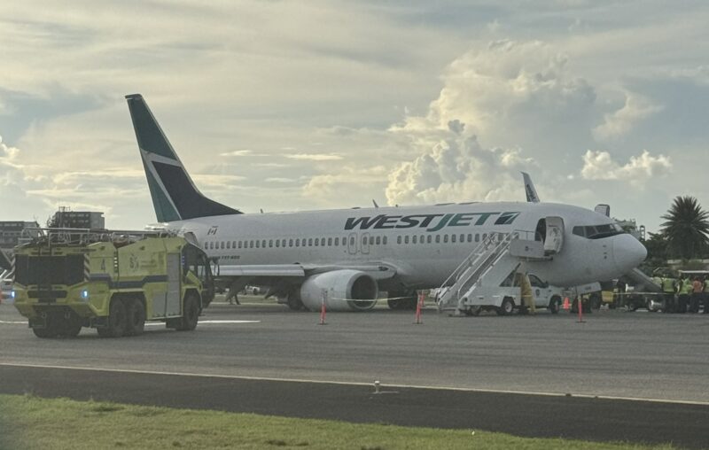 a plane on the runway
