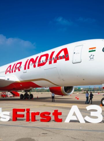 a large white and red airplane