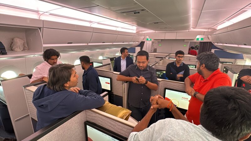 a group of people in an airplane