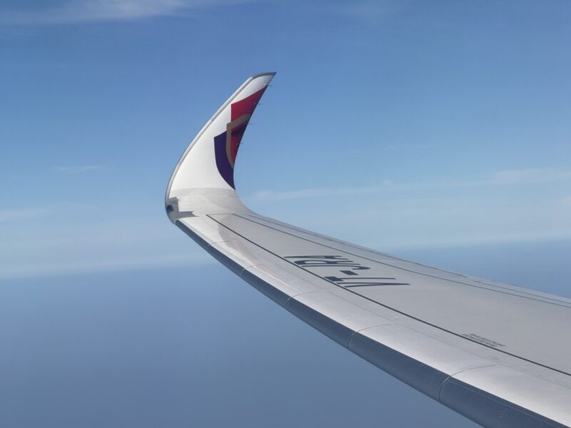 the wing of an airplane