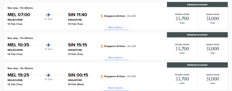 Flight schedule screenshot