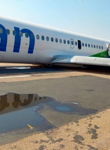 a plane on the runway