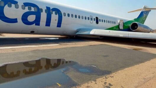 a plane on the runway