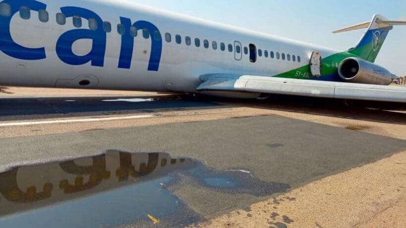 a plane on the runway