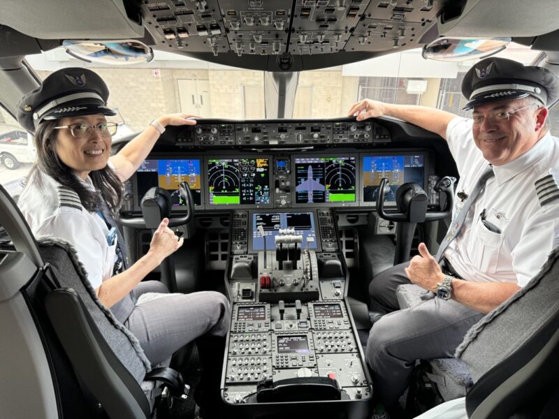 two people in a cockpit