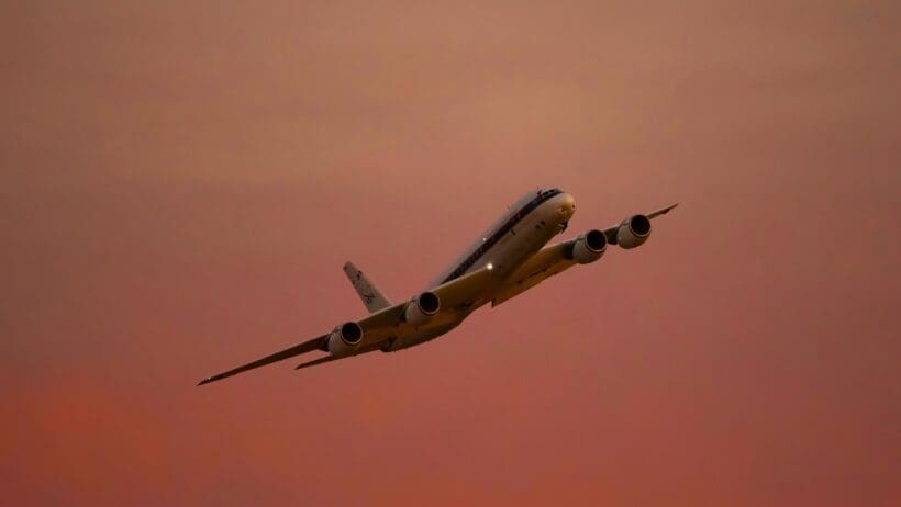 an airplane flying in the sky