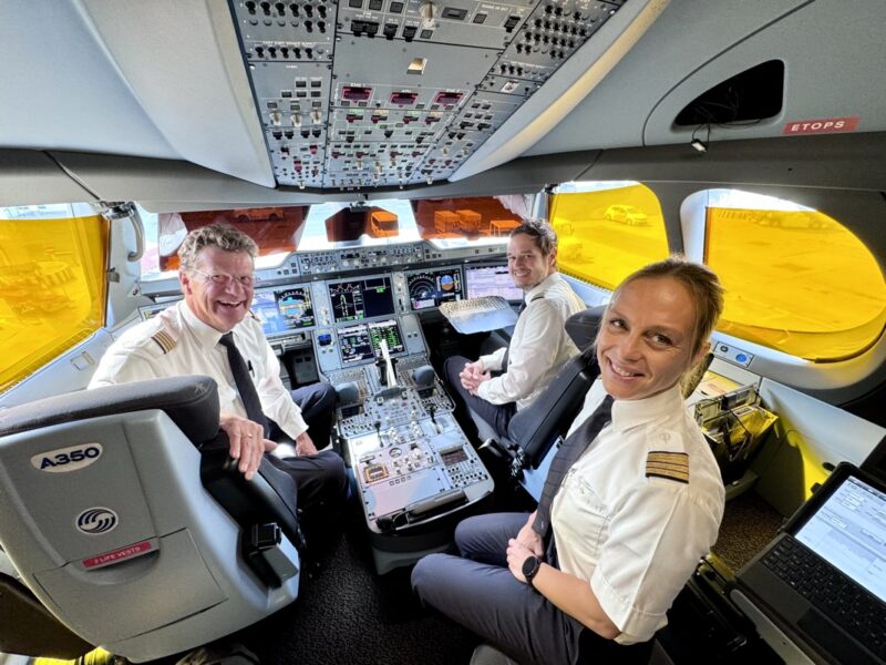 a group of people in a cockpit