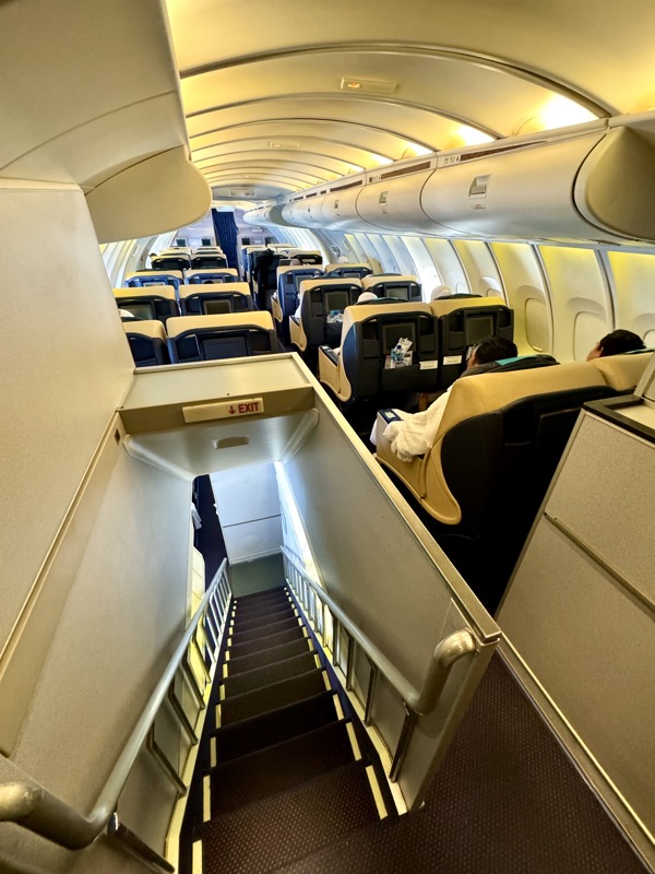 a plane with seats and stairs