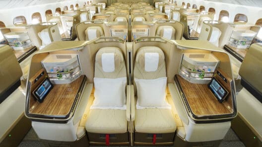 a row of seats in an airplane