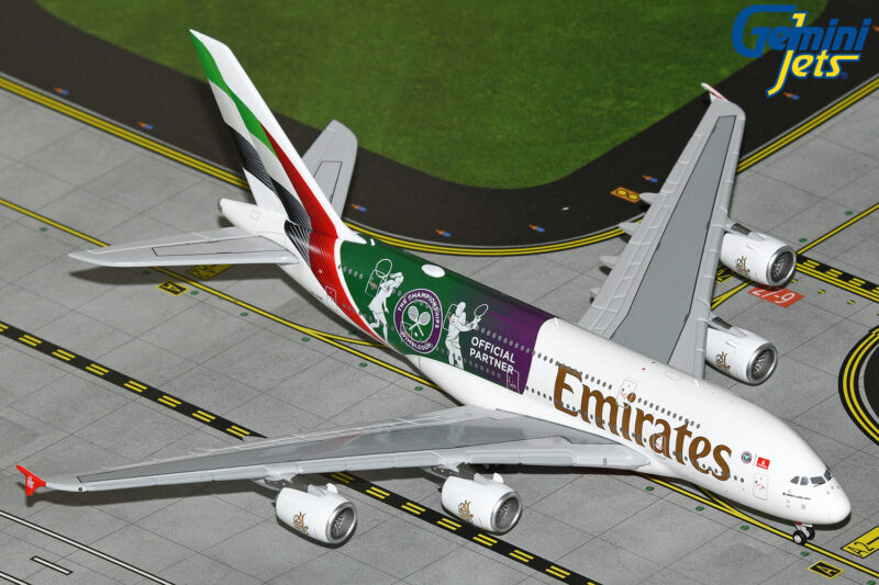 GeminiJets GJUAE2283 1:400 Emirates Airbus A380 "Wimbledon 2024" A6-EOE