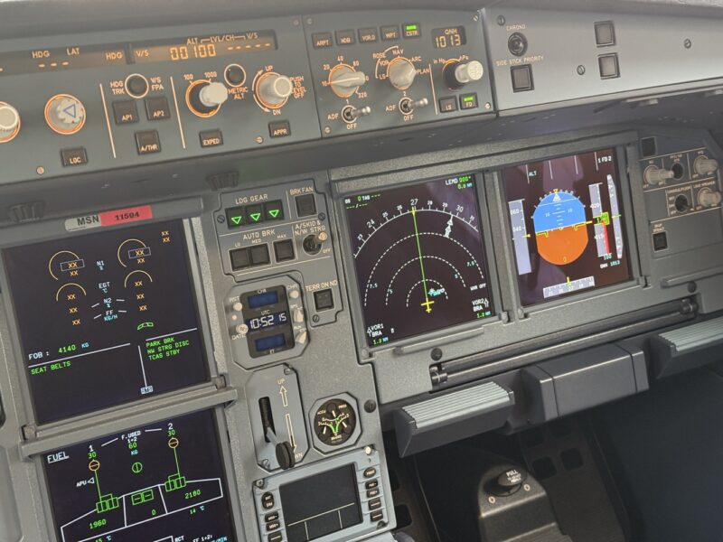 the cockpit of a plane