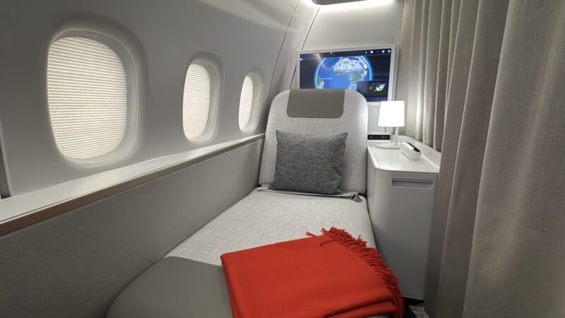 a bed in an airplane