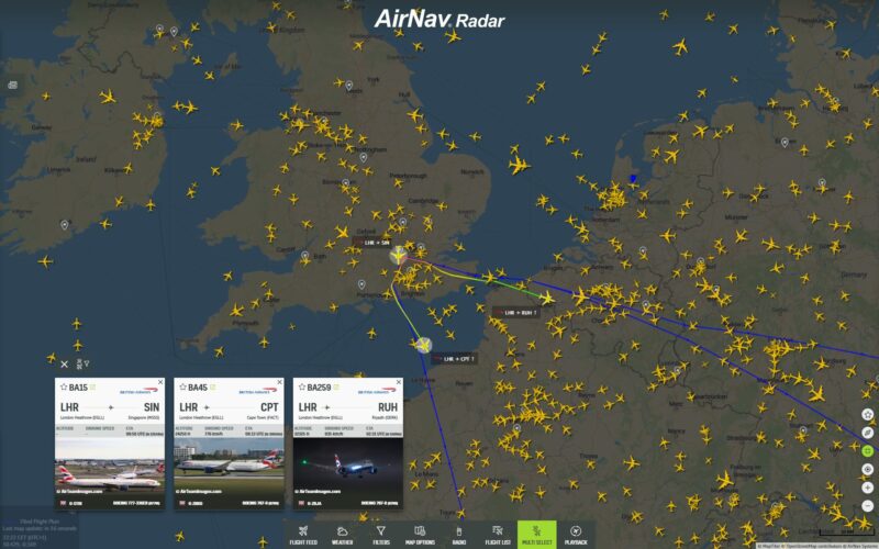 a map of airplanes with a map of the world