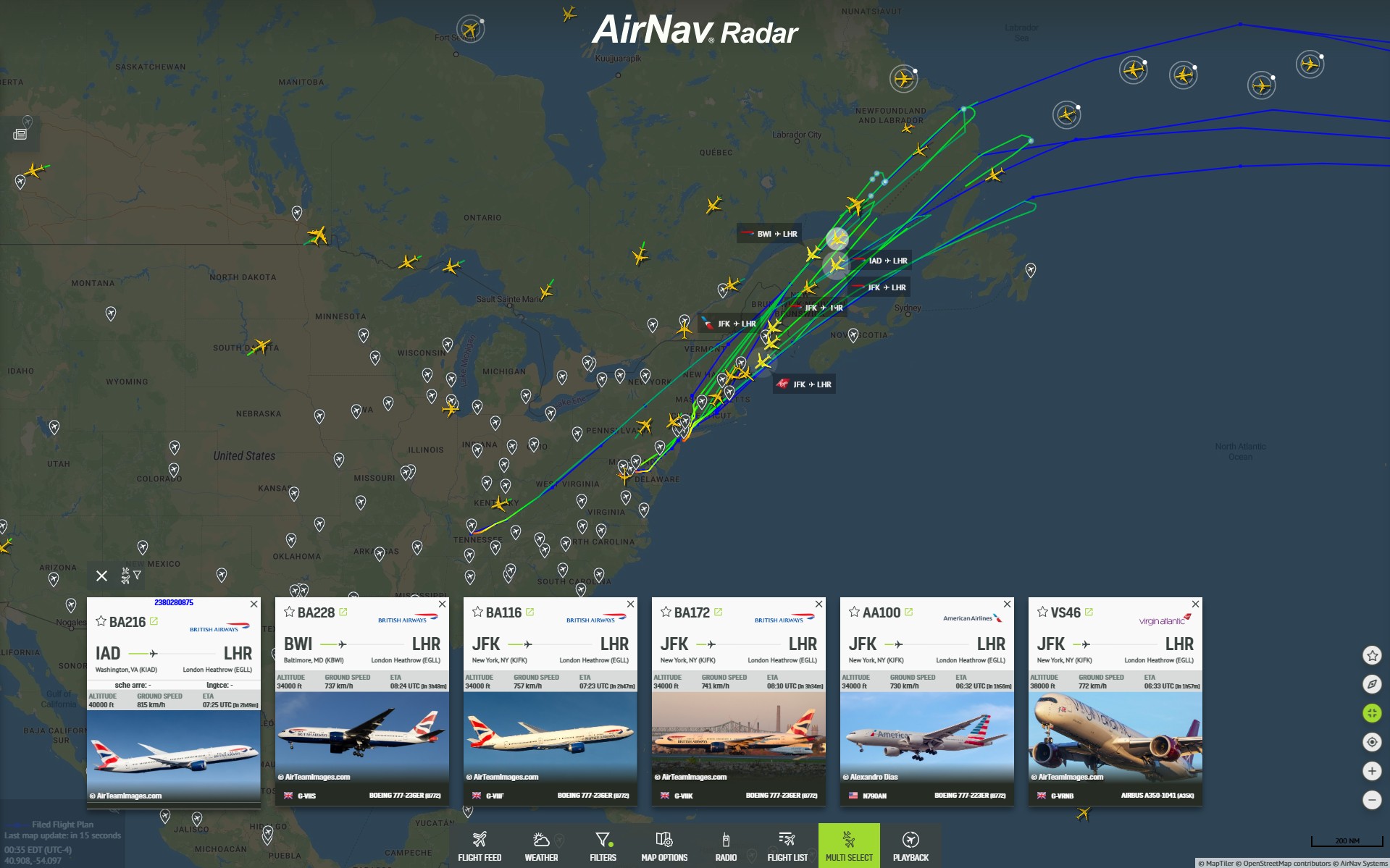 a screenshot of a map with airplanes