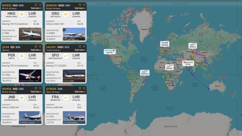 a map of the world with planes