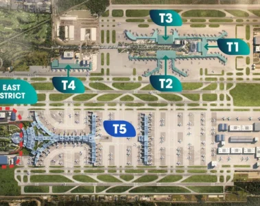 an aerial view of an airport