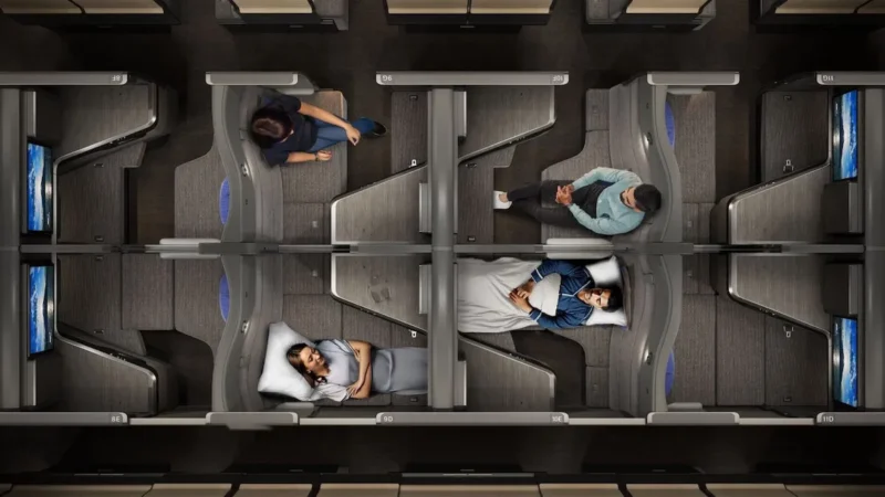 a group of people lying on a train