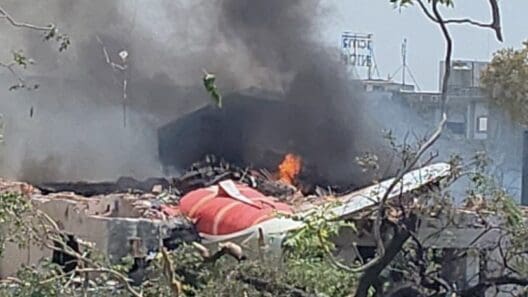 a fire in a building