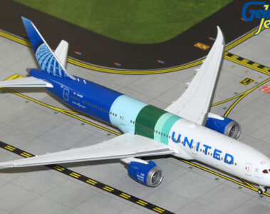 a model airplane on a runway