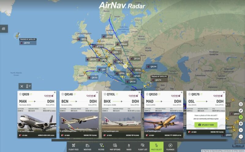 a screenshot of a map with airplanes