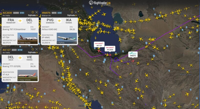 a map of planes with blue lines and red dots