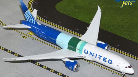 a model airplane on a runway