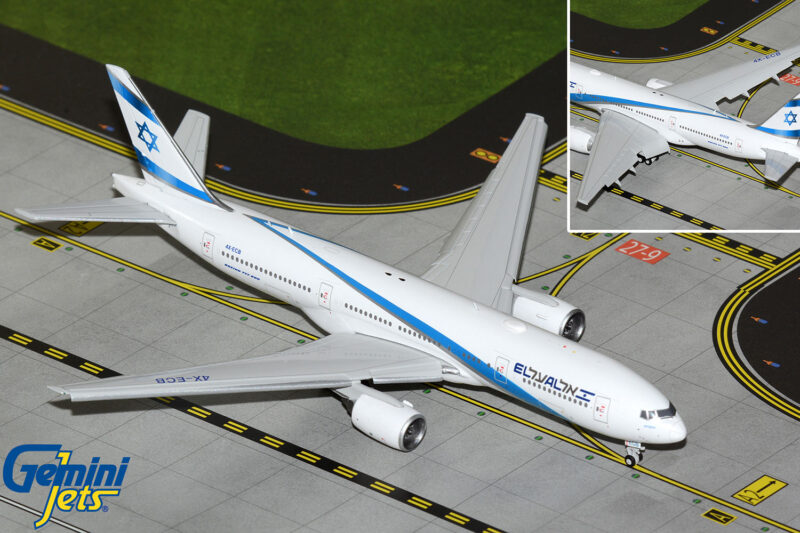 GeminiJets GJELY2300F 1:400 El Al Boeing 777-200ER (Flaps Down) 4X-ECB