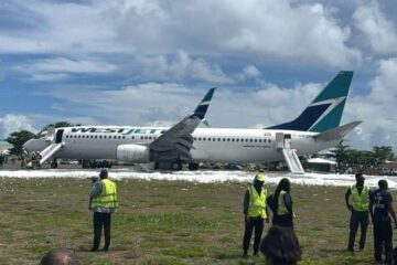 a plane on the runway