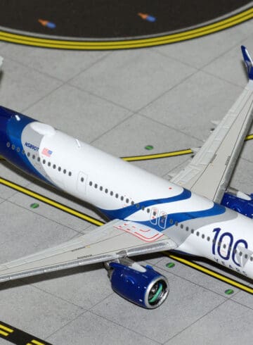 a model airplane on a runway