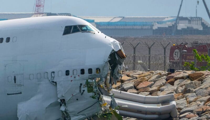 a plane with a broken nose
