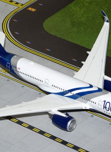 a model airplane on a runway