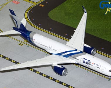 a model airplane on a runway