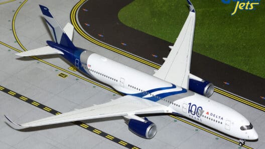 a model airplane on a runway