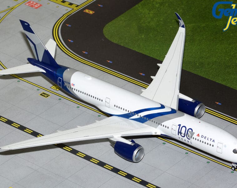 a model airplane on a runway