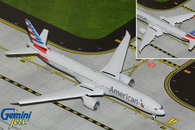 GeminiJets GJAAL2303F 1:400 American Airlines Boeing 777-300ER (Flaps Down)