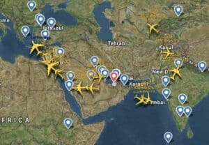 a map of planes with blue points