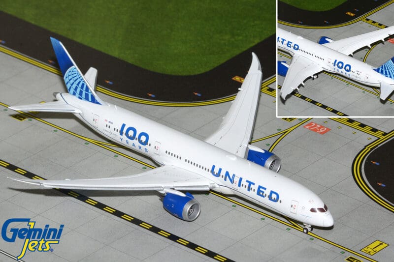 GeminiJets GJUAL2228F 1:400 United Airlines Boeing 787-9 "100 Years" N61101