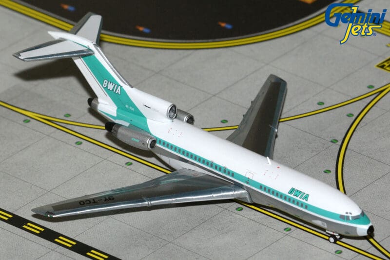 GeminiJets GJBWA2376 1:400 British West Indies Airways (BWIA) Boeing 727-100 9Y-TCO